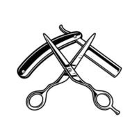 Vector illustration scissors and razor blade.