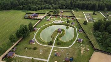 tourist estate with plenty of houses to stay the view from the drone photo