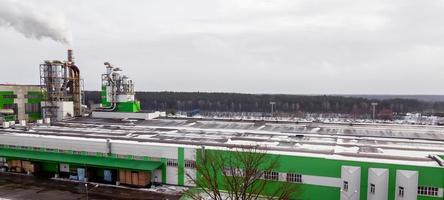 Industrial factory with Smoking pipes top view photo