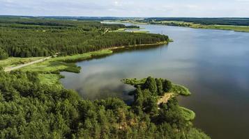 forest lake aerial photography with drone photo