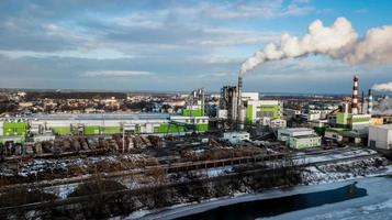 Aerial view of industrial area in summer evening. photo