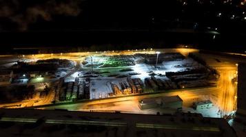 woodworking factory. Aerial photography at night photo