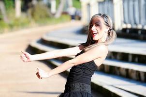 Beautiful and fashion girl with pigtails photo