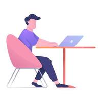 Sitting man with laptop vector