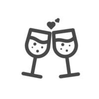 two glasses of champagne with heart vector