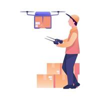 Post Man with Drone vector