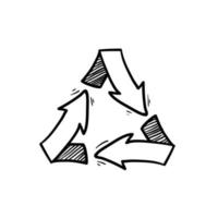 hand drawn doodle recycle arrow collection icon symbol vector