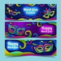 conjunto de pancartas de colorida máscara de mardi gras vector