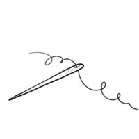 hand drawn Needle with thread illustration icon isolated on white background vector