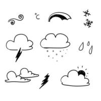 hand drawn doodle weather illustration collection vector isolated