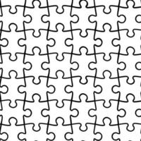 Vector simple seamless pattern of black and white puzzles. A textured background from parts for a puzzle.