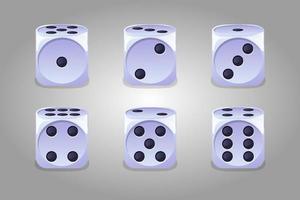 Vector collection of isolated game white dice. Set of game cubes for gambling.