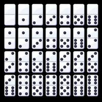 Vector set of isolated black and white classic dominoes. Collection of simple domino chips.