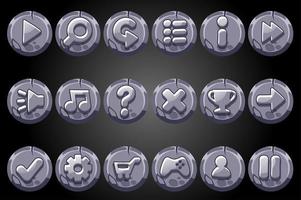 Round old stone buttons for game GUI. vector