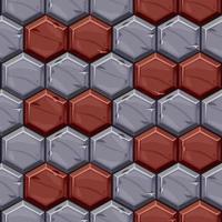 Seamless pattern of vintage stone hexagonal tiles. Textured paving background of bright geometric tiles. vector