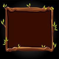 Wooden brown board with leaves for the game. vector