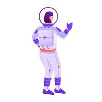 ilustración de gesto de mujer astronauta vector