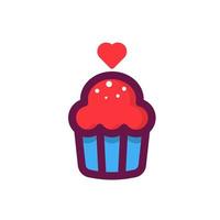 Cupcake with Heart vector