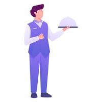 Standing Waiter with the Food vector