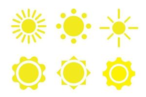 establecer icono sol en 6 formas diferentes vector diseño plano editable para elemento o material