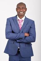 Black businessman wearing suit and tie smiling photo