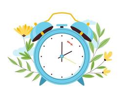 Flat spring forward illustration with clock vector