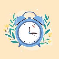 Flat spring forward illustration with clock vector