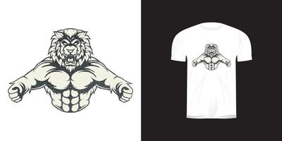 lion warrior  illustration fot tshirt design, badged logo, and emblem character vector