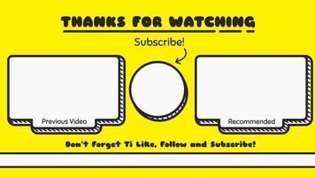 Vlog End Screen in Doodle Style. Great for vlogger to grab attention on the end of their content. vector