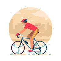 Male Cyclist Rides a Bicycle vector