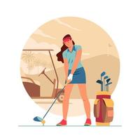 concepto de golfista femenina vector