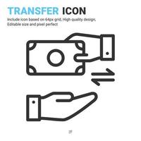 Money transfer icon vector with outline style isolated on white background. Vector illustration transfer sign symbol icon concept for business, finance, industry, company, apps and all project