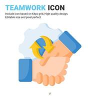 Teamwork icon vector with flat color style isolated on white background. Vector illustration collaboration sign symbol icon concept for business, finance, industry, company, apps, web and project