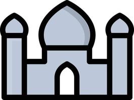 Ilustración de vector de mezquita sobre un fondo. símbolos de primera calidad. iconos vectoriales para concepto o diseño gráfico.