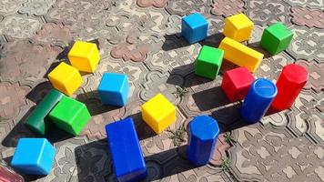a lot of colorful foam cubes photo