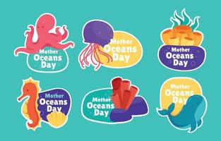 Mother Ocean Day Sticker vector