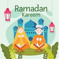 Muslim Praying to Celebrate Ramadhan vector