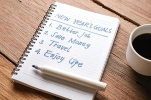 escribir y prepararse para las resoluciones de año nuevo 2021 foto