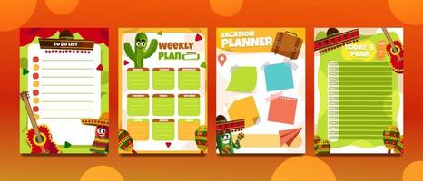 Cute Cactus Weekly Planner Journal vector