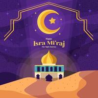 Peaceful Mosque Isra Miraj Concept vector