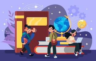 estudiantes con cosas educación vector