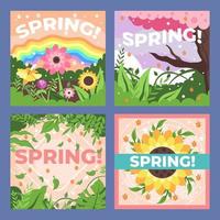 Spring with Pink Flower vector