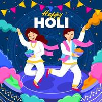 Couple Throwing Holi Powder at Holi Celebration