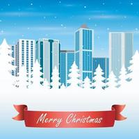 Christmas greeting card with the urban background vector