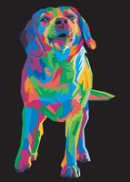 colorful beagle dog head with cool isolated pop art style backround. WPAP style vector