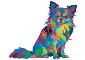 colorida cabeza de perro chihuahua con un fresco estilo de arte pop aislado en el fondo. estilo wpap vector