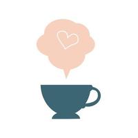 Tea cup with smoke. Vector element design.