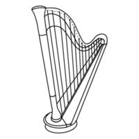 Hand Drawn harp doodle icon isolated on white background. vector illustration.