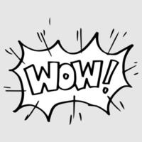 Hand drawn comic speech bubbles with emotion and text wow. vector doodle comic explosion cartoon illustrations isolated for posters, banners, web, and concept design.