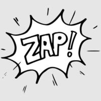 Hand drawn comic speech bubbles with emotion and text zap. vector doodle comic explosion cartoon illustrations isolated for posters, banners, web, and concept design.